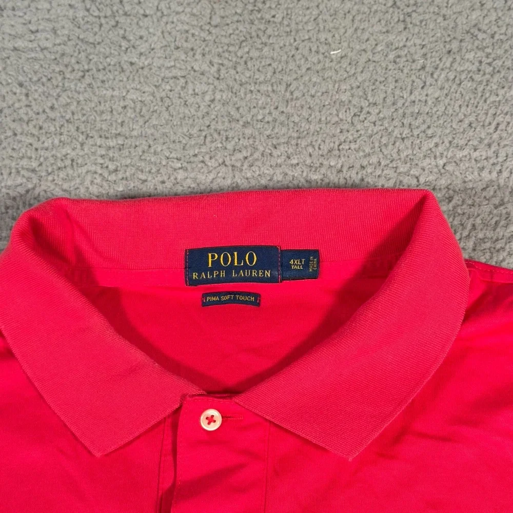 Polo Ralph Lauren Polo Shirt Mens 4XLT Red Pima Soft Touch Flesh Pony Logo